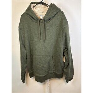 NEW Amazon Essentials Dark Olive Pullover Sherpa Lined Hoodie Sz XXLPouch Pocket